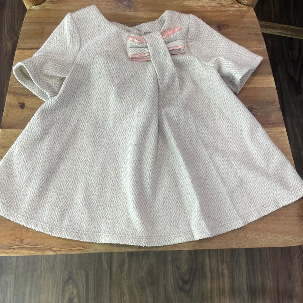 Tahari Baby Cream and Pink Knit dress, 6-9 months